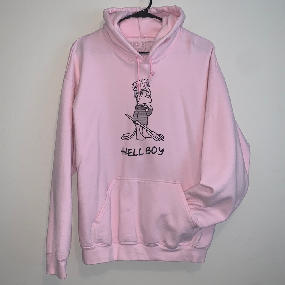 LIL PEEP SUPERRADICAL EXTREMELY RARE SIZE LARGE PINK BART HOODIE